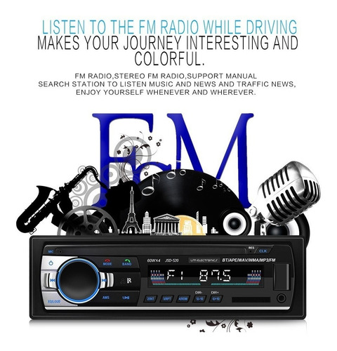 Imagem 7 de 8 de Auto Rádio Som Automotivo Bluetooth Mp3 Player Fm Usb Aux Sd Controle Remoto Faz Ligações Chamados Bt 4x60w Potente