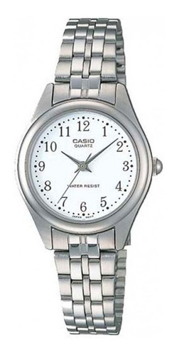 Reloj Casio Ltp-1129a-7b Cuarzo Mujer Color de la correa Plateado Color del bisel Plateado Color del fondo Blanco