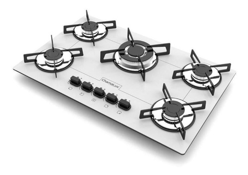 Imagem 2 de 2 de Fogão cooktop gás Chamalux Luana 5 Bocas tripla chama branco 110V/220V