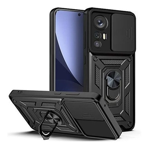 Funda Para Xiaomi 12/12x Anillo Cubre Cam Desliz Negro