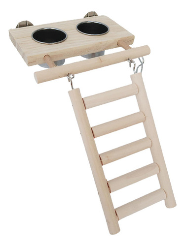 Parrot Playstand Feeder Cups Patio De Juegos De Madera