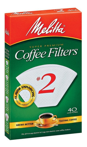 Melitta 622704 blanco  2 cono Filtros De Cafe 40 count