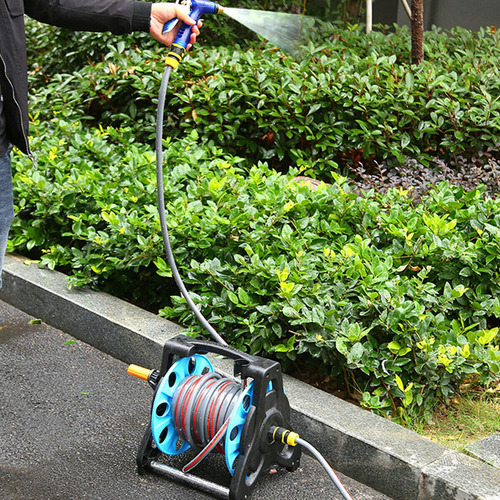 Carrito De Carrete De Manguera De Jardín Tubería De Negro