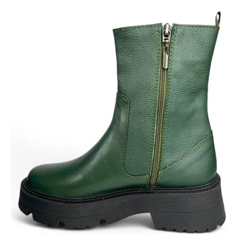 Botas De Cuero Mujer Plataforma Caña Media Moda Casual