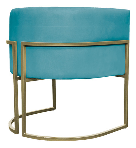 Kit 2 Poltronas Recepção Luna Suede Base Ferro Champagne Cor Azul-turquesa Desenho Do Tecido Liso