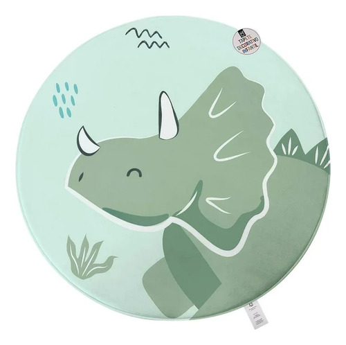 Tapete Jumbo Circular Memory Foam Tela Suave Members Mark Verde Dinosaurio