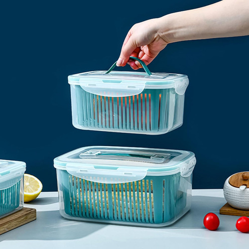 Organizador Nevera Fruta Verdura Contenedor Heladera, 5 Unid Color Azul