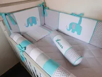 Comprar Set De Cuna Acolchados Diseño Elefantito Bordados