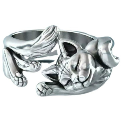 Anillos Gato De La Suerte Plata 925, Joyería Ajustable