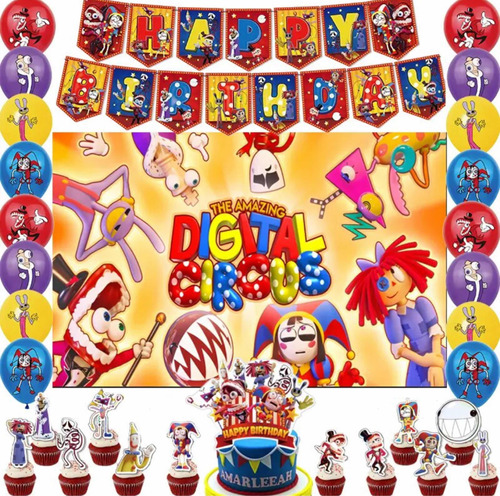 Kit Cumpleaños The Amazing Circus Digital + Tela Cumpleaños