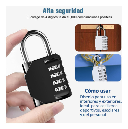 Candado Locker De 2 Piezas, Candado Combinación De 4 Dígitos