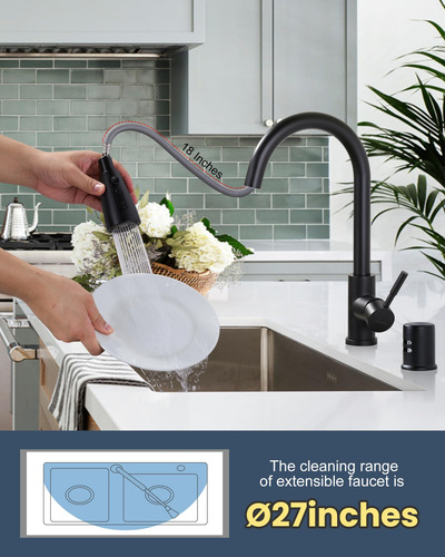 Grifo De Cocina Wowow De Acero Inoxidable Negro Mate Para Fr