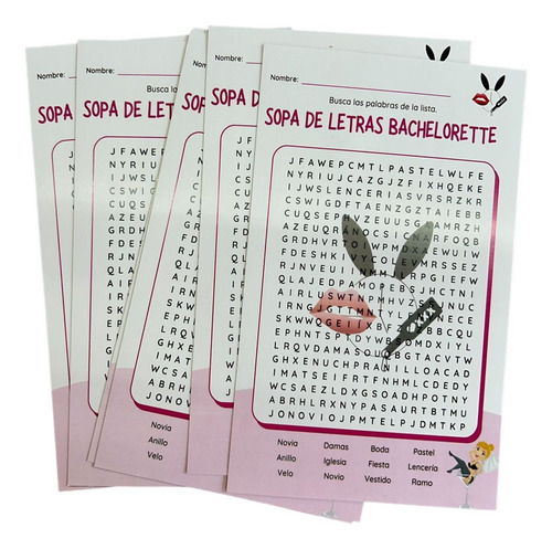 Juego De Mesa Despedida Soltera Sopa Letras Novia Edad +18