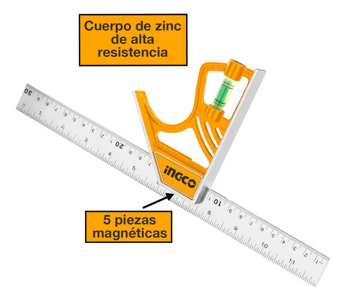 Escuadra Magnetica Combinada De 12 Pulgadas De 100cm