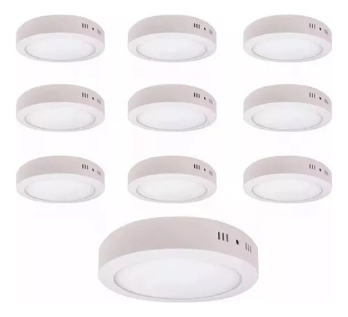 Pack 10 Foco Led Plafon Redondo 6w Panel Sobrepuesto Fria