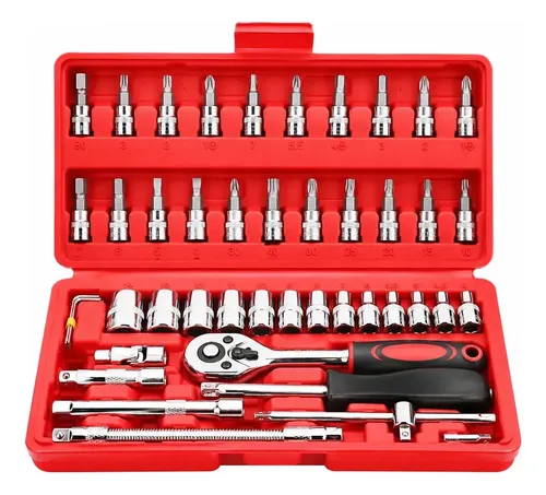 Kit de Soquetes e Bits de 46 Peças Atverce com Catraca e Maleta p...