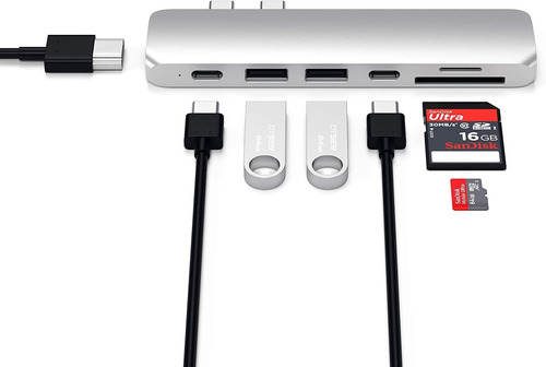 Adaptador Hub Pro Tipoc De Aluminio Con Usbc Pd 40 Gbps...