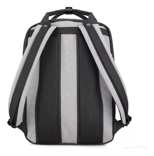 Mochila Himawari Retro Vintage Xl Grande Color Gris Oscuro Con Azul