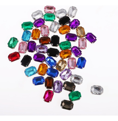 50 X Retângulo Botões De Strass Acrílico Flatback Diy