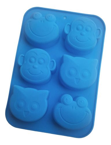 *molde Silicon 6 Caras Animales Buho Rana Mono Pan Gelatina