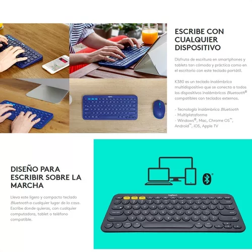 Logitech K380 for Mac teclado Bluetooth QWERTY Español Azul