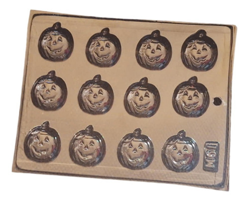 * Molde Para Chocolate 12 Calabazas Felices Halloween Jabon
