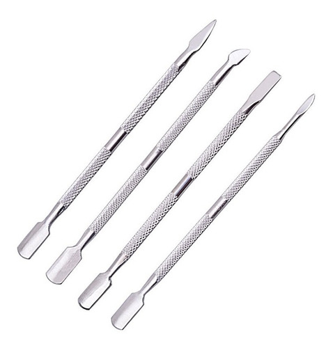 Kit 4 Espatulas Para Unhas Inox Manicure Cutícula Mão Pé