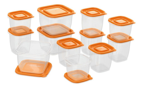 Conjunto 12 Potes Plástico Laranja - Continental