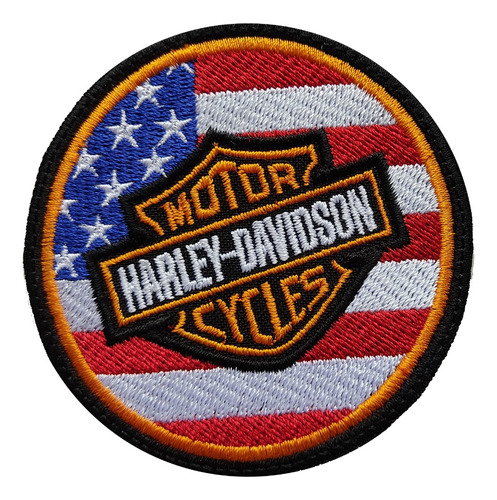 Parche Bordado Harley Davidson Con Bandera Estados Unidos