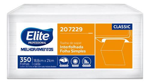 Kit C/6 Toalha Descartável - Fl Simples Elite Classic Interf