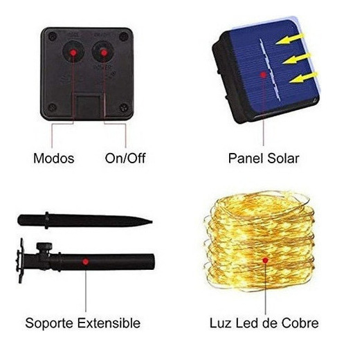 Jj A Cb 2 Pack Cadena Luces Solares, 8 Modos 10m 100 Luces