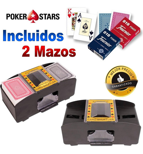 Imagen 1 de 1 de Barajador Automático + 2 Mazos Cartas Poker 818 Fournier K1