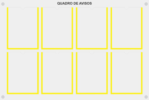 Quadro De Aviso Gestão 8 Displays Vertical A4 De Acrílico Cor Branco Cor da armação Amarelo