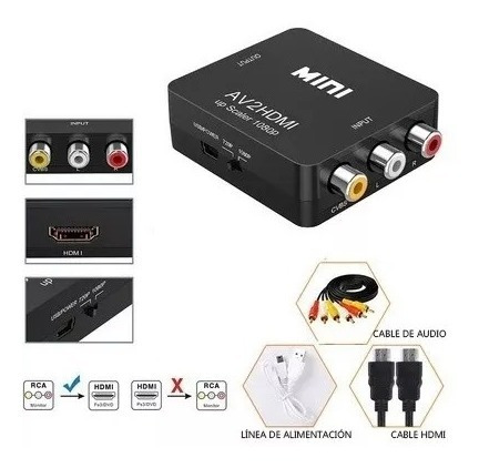 Mini Adaptador Convertidor Señal Rca - Hdmi 1080p 720p Tv