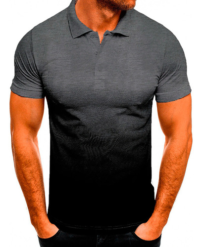 Camiseta Deportiva Casual P Para Hombre Con Solapa Degradada