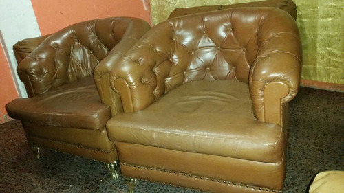 Imagen 5 de 7 de Muebles Sofás Butacas Antiguas Capitone De Cuero Original
