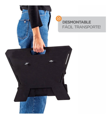 Fogonero Asador Parrilla Desmontable Accesorios 40x34x49 Color Negro