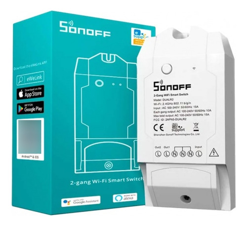 Interruptor Sonoff Dual R2 Wifi Compatible Alexa Y Google