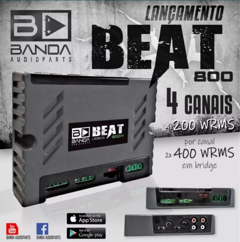 Módulo Amplificador Banda Beat 800.4 800 Rms - Bridge 2 Ohms
