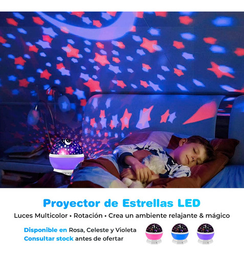 Pack Dulces Sueños Proyector Estrellas + Figura Neon + Guia Blanco Muticolor