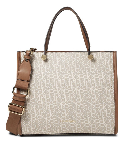 Calvin Klein Khaki Sahar Signature Tote Women Totes Oferta