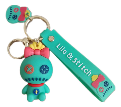 Llavero Scrump Trapos De Silicona - Lilo & Stitch Verde Lima