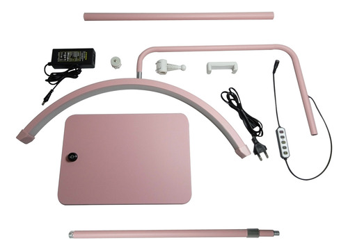Luminária Arco Meia Lua 180 Cm Com Suporte E Controle Remoto Cor Da Cúpula Rosa Cor Da Estrutura Rosa