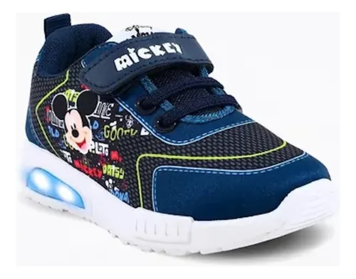 Zapatillas Footy Mickey Mouse Con Luz Led Y Abrojo 23 28