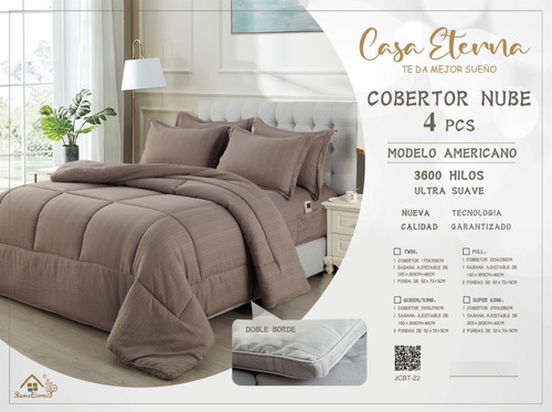 Cobertor Nube 4 Piezas Colores Lisos King Coral Claro