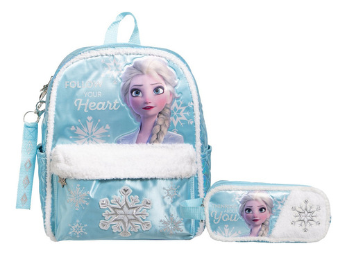 Kit Mochila Frozen Lapicera Original Ruz Kinder Azul Azul