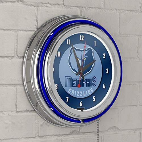 Reloj De Neón Doble Anillo Cromado De Memphis Grizzlie...
