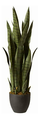 Nearly Natural 4855 Sansevieria Plant With Black Planter,