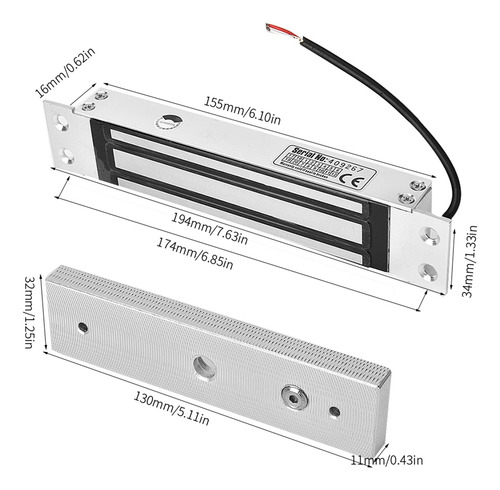 Cerradura De Puerta Electromagnética Dc 12 V 180 Kg Fuerza D