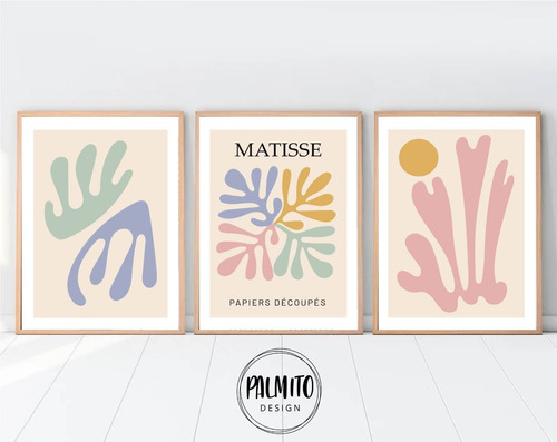 Set 3 Láminas Imprimibles P Cuadro Matisse Abstracto Pastel